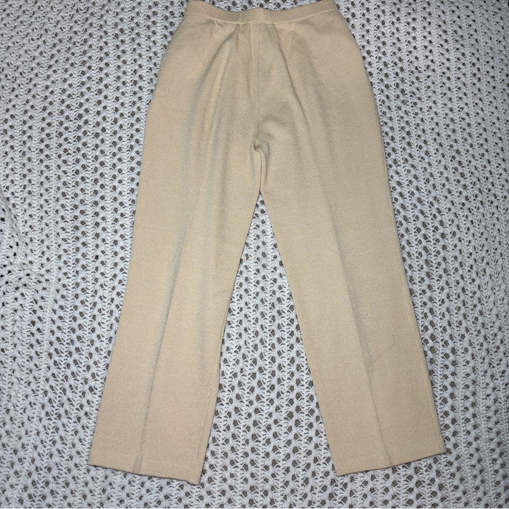 St. John Santana Knit Wide-Leg Pants Cream US 10 Medium-Large Made in USA - Picture 4 of 8